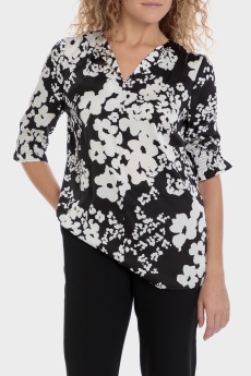 Floral print loose fitting blouse
