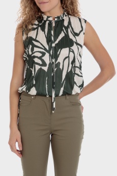 Pleated printed blouse